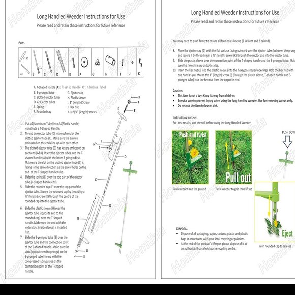 NEW Stand-Up Weeder Root Removal Tool with 3 Stainless Steel Claws, 39" Long NEW - Picture 2 of 6
